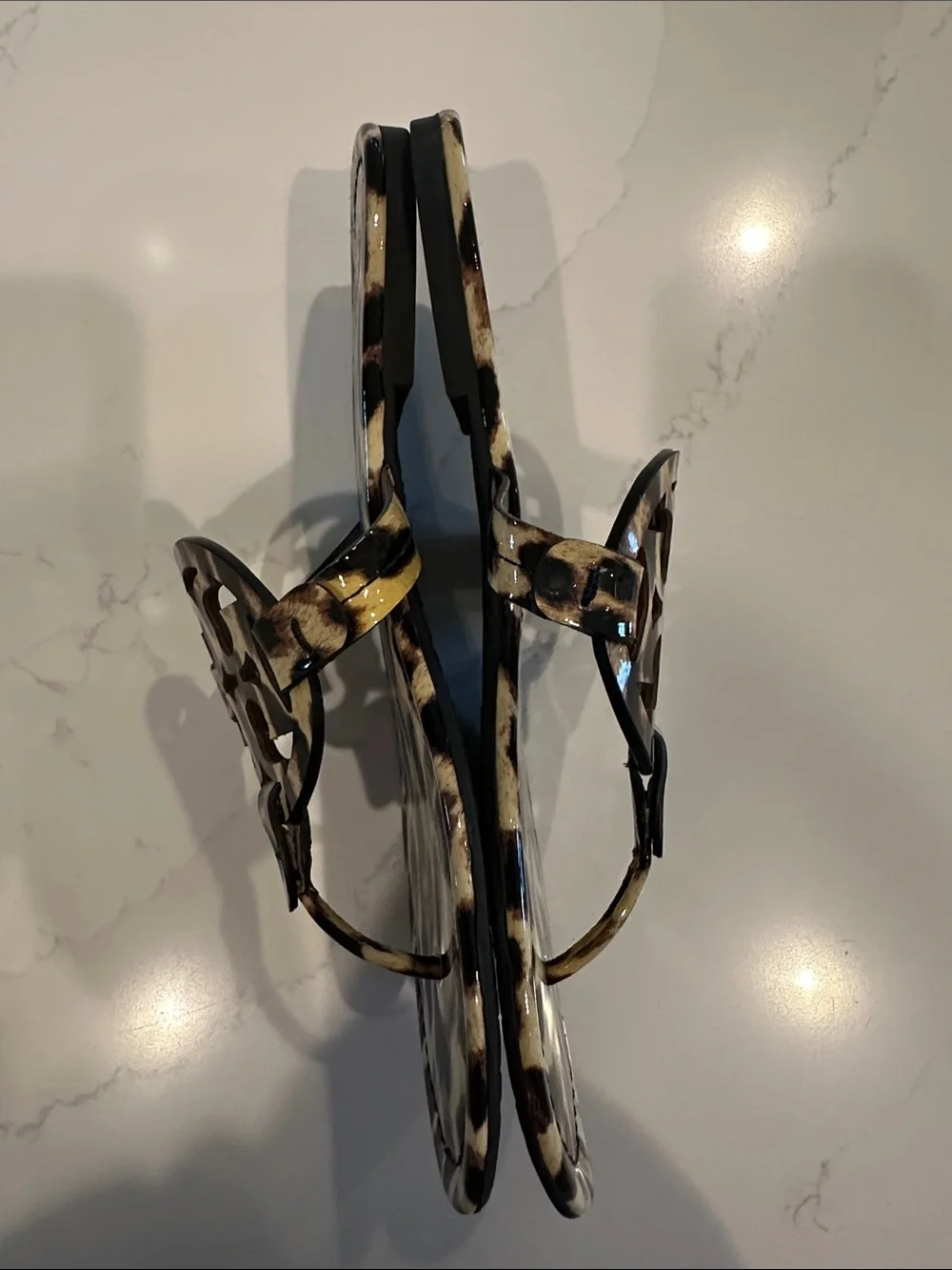 Tory Burch Miller Patent Leopard Print Sandals Size 9 1/2